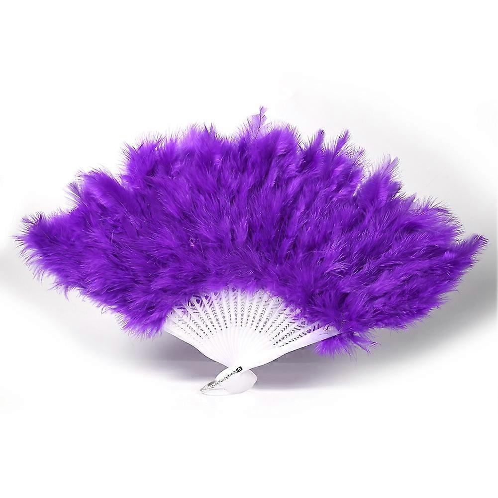 Women Feather Fan Hand Folding Wedding Prop Dance Accessory Feathered Fan Lovely