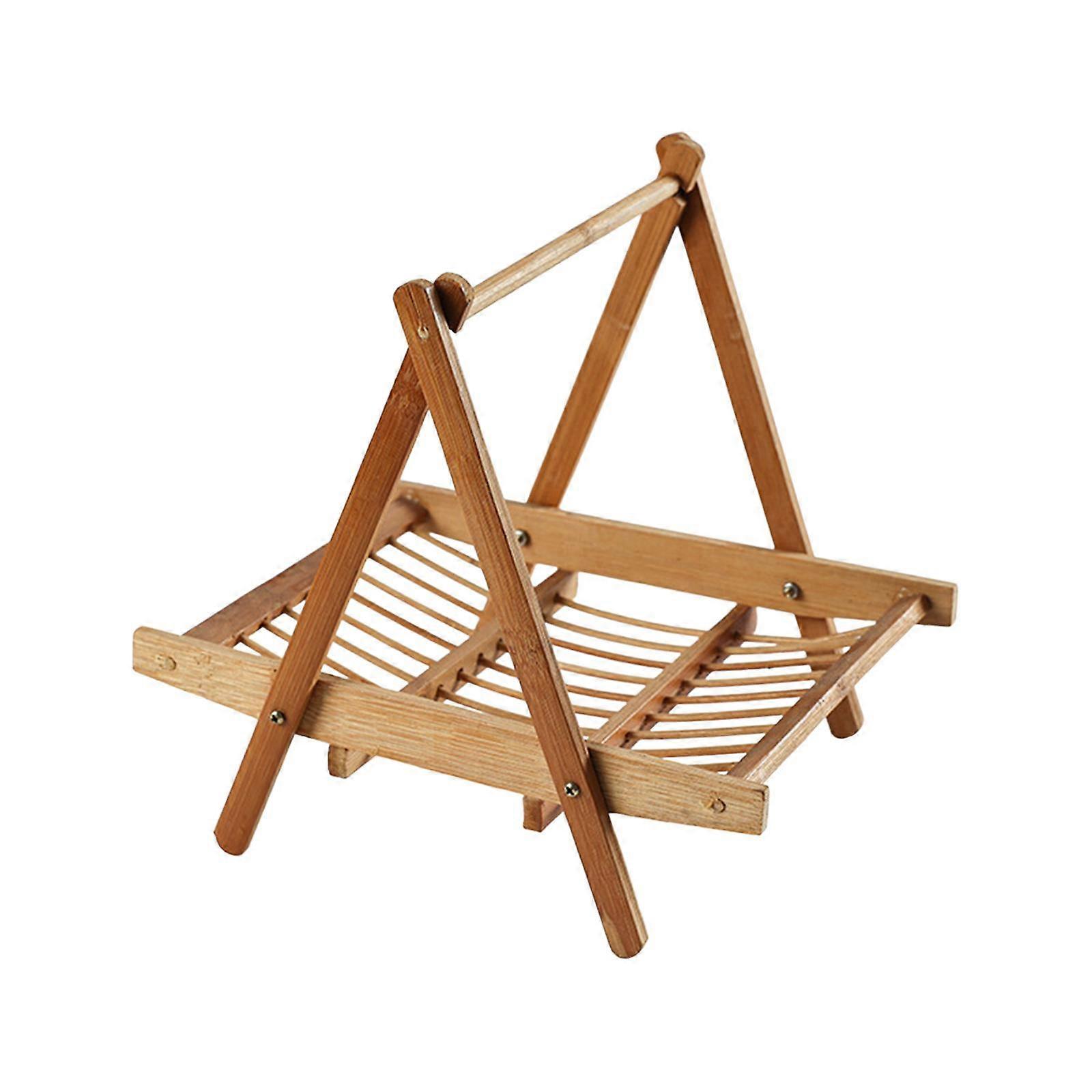 Bamboo Fruit Basket Foldable Rack Multifunctional Bread Fruit Storage Organizer