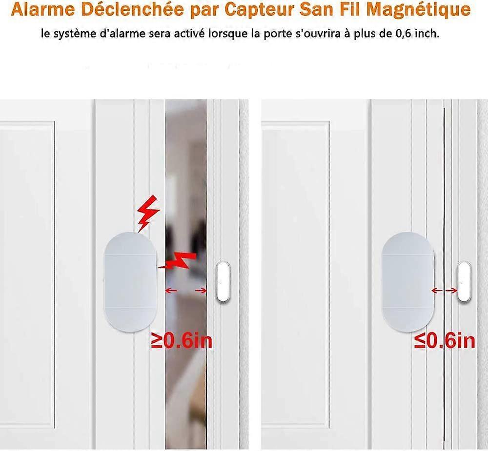 Door and Window Alarm 130dB Wireless Detectors with Remote Control for Security