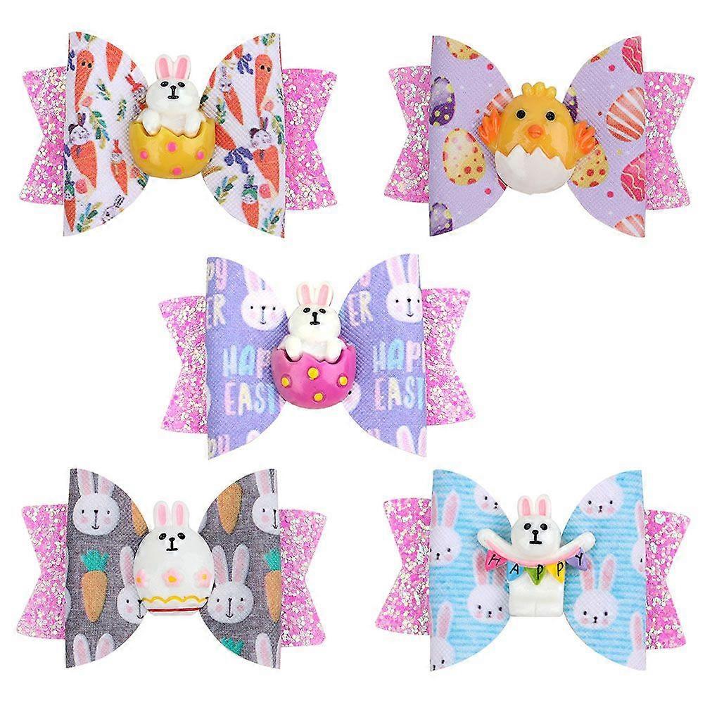 5pcs Adorable Children Hair Clips Creative Easter Rabbit Pattern Headdress Props