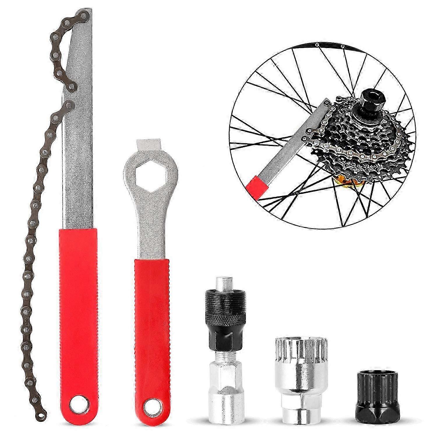 Le kit d’outils de réparation de vélo comprend un extracteur de manivelle de vélo, une clé, un extracteur de support, un pignon de chaîne de volant d’inertie de vélo