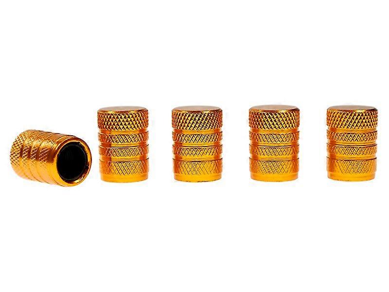 Valve caps, aluminium with threaded plastic insert, 5 pieces, gold