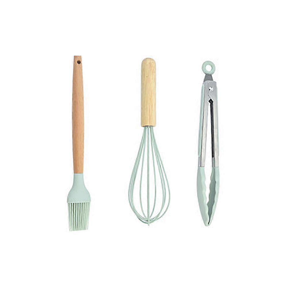 Three-piece silicone kitchenware set.