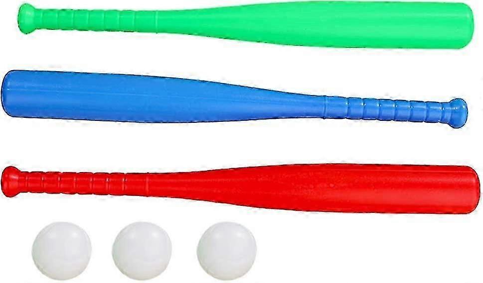 Kids Baseball Bat, Plastic Bat & Ball Set, 3 Baseball Bats And 3 Balls Combo Set - Baseball Toy Set For Children Boys Girls
