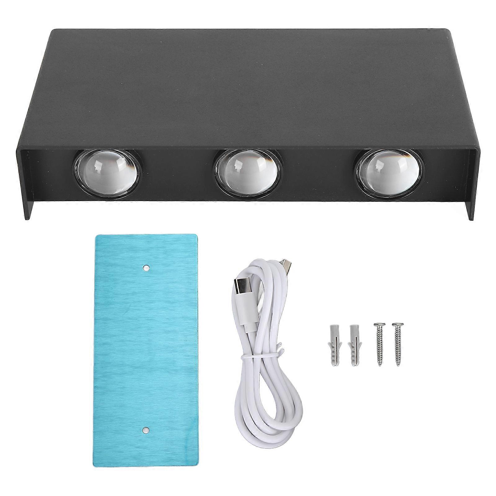 Battery-operated wall light, USB rechargeable, dimmable, 3 lighting modes, magnetic, adhesive LED, wireless, black