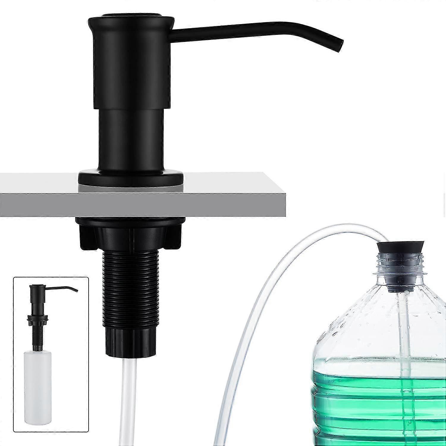 onderbouw zeepdispenser, gootsteen zeepdispenser, ingebouwde zeepdispenser met 500ml fles en 1.0m extension set, top navulling, zwart