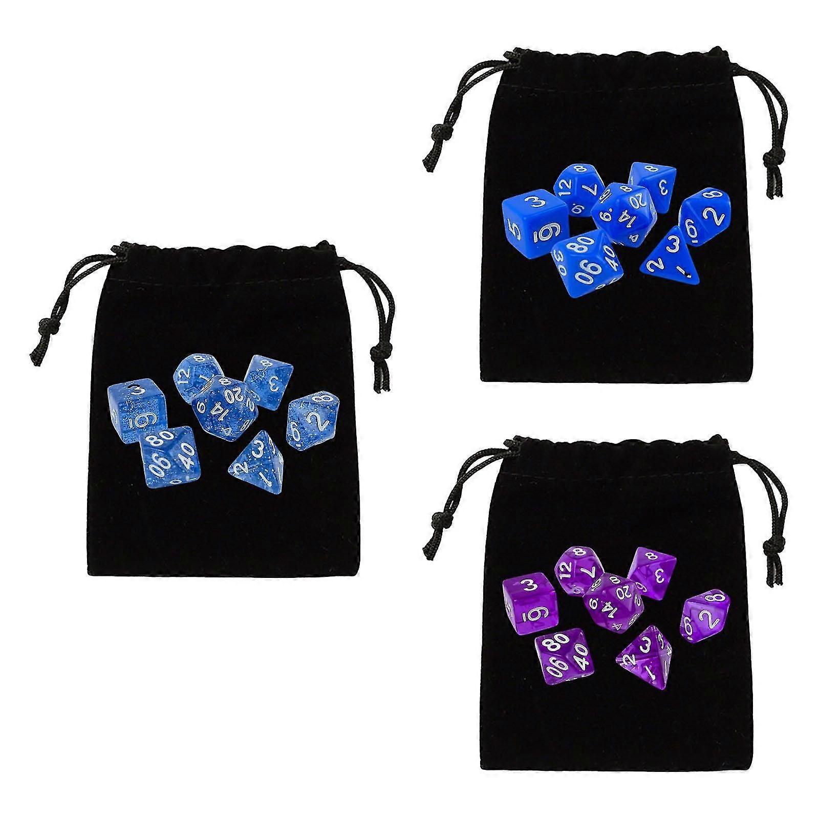 Polyhedral Dices Multicolour Dices Set with Storage Bag for Table Game 3 Set