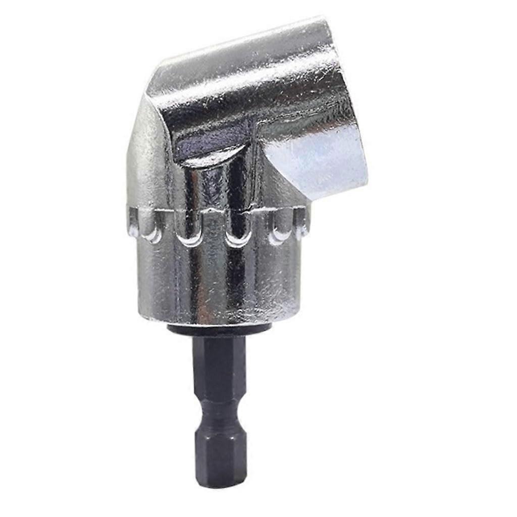 Cordless Drill 105 Degree Right Angle Screwdriver Tool with 25mm Anti-Slip Corner Attachment, Silver Extended Sleeve