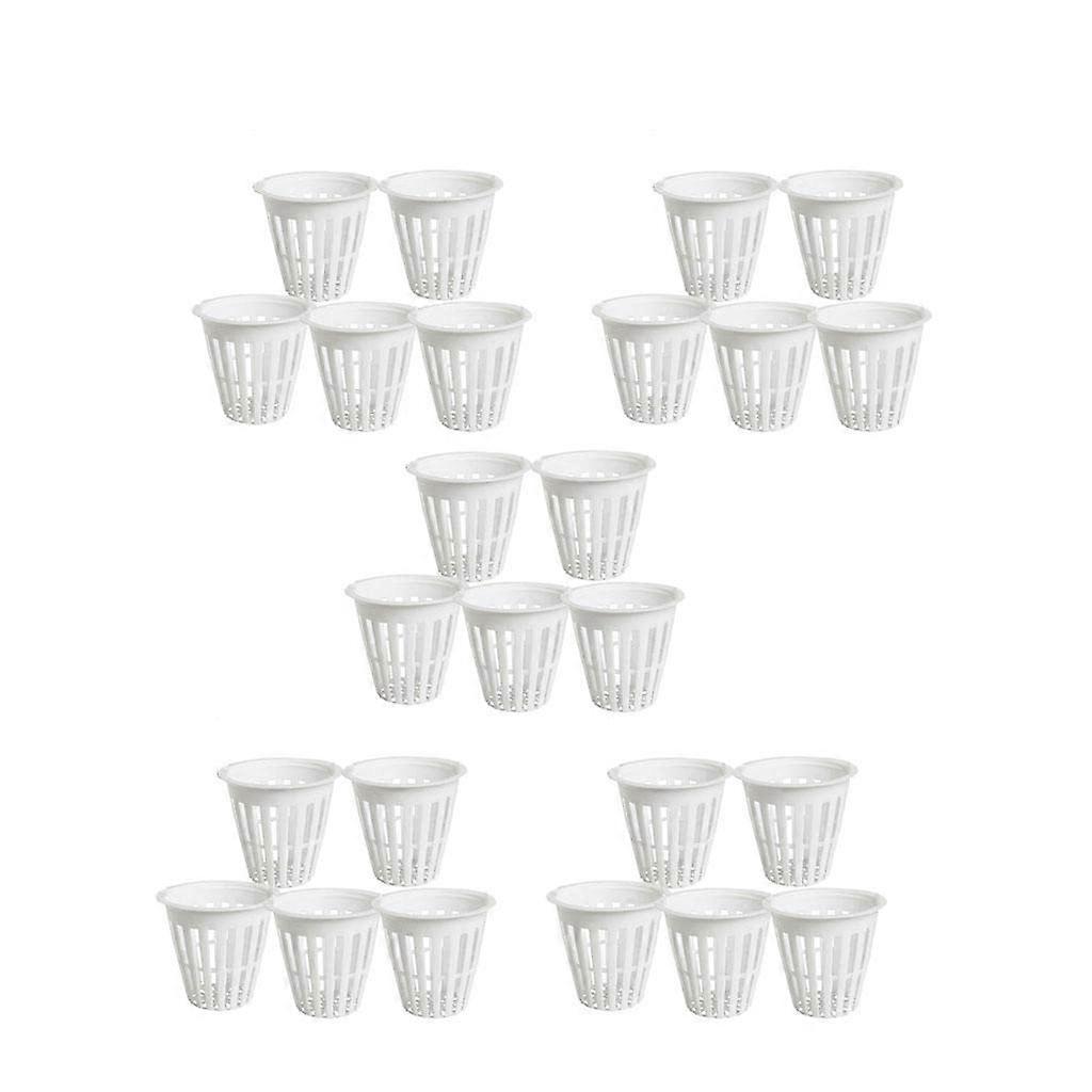 25Pack 2' Garden Slotted Mesh Net Cups Pots for Hydroponics White, 2 Inch