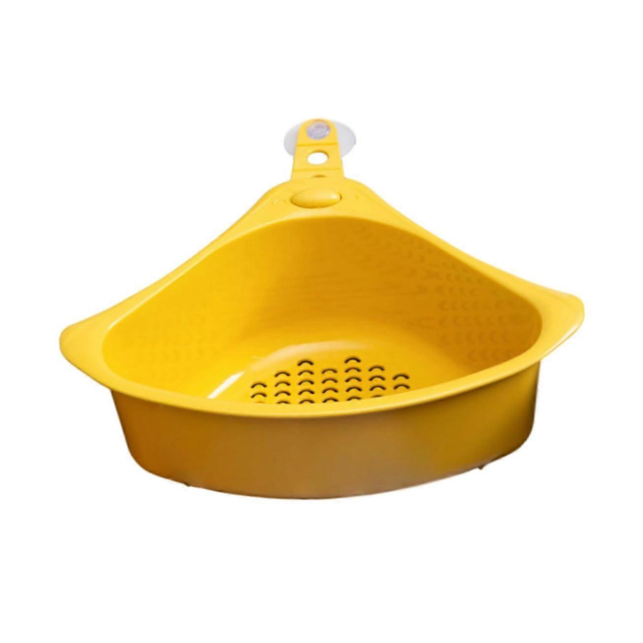 Triangular Corner Sink Strainer Basket with Suction Cup, Space Saving Mesh Holder for Kitchen and Bathroom Sinks