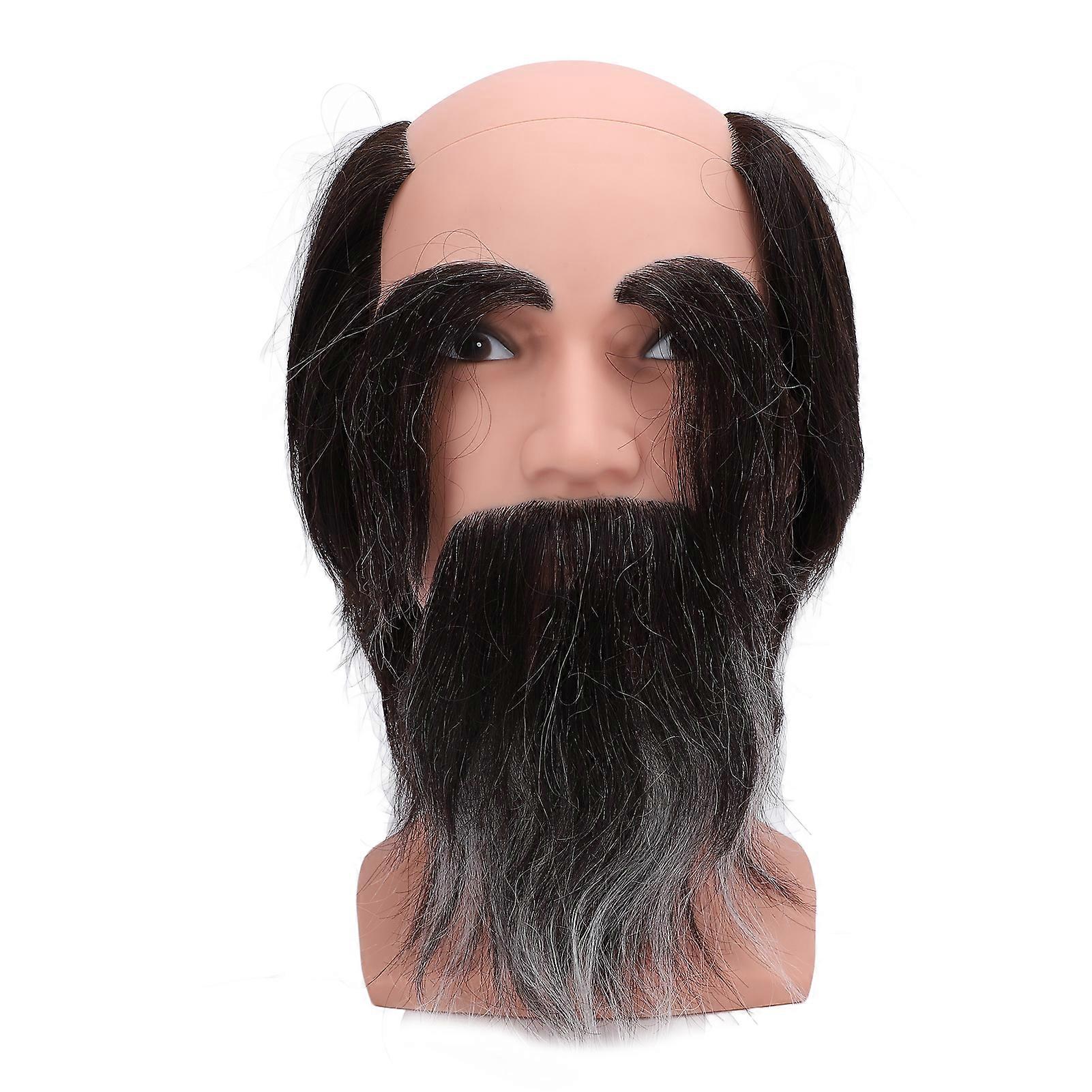 Mannelijke mannequin met haar lange baard wenkbrauwen semi-kaal realistisch hars PVC kapper praktijkhoofd