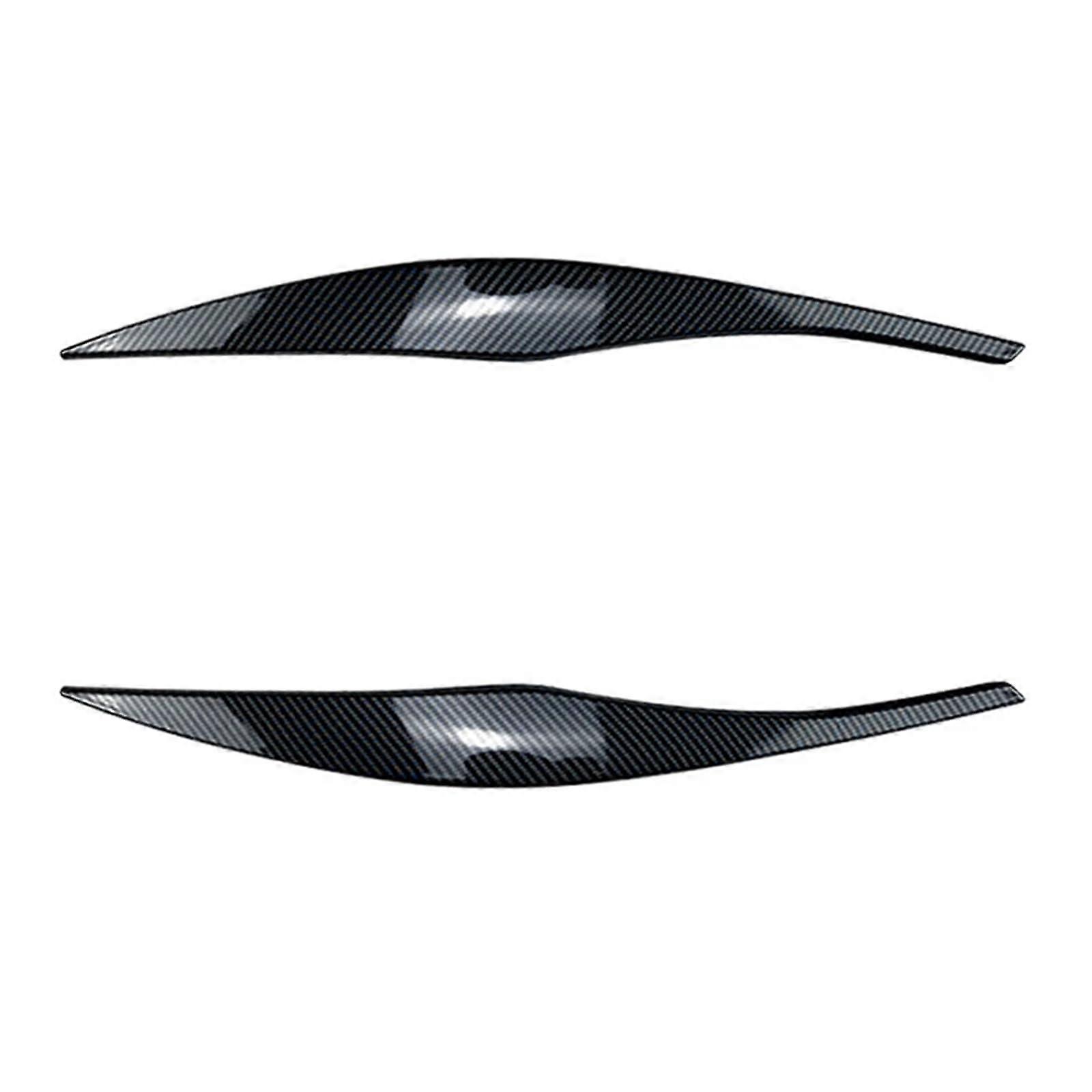 2Pcs Car Carbon Fiber Look Headlights Eyebrows Eyelids Cover Eyelash Head Light Stickers Compatible with BMW 3 Series E90 E91 320I 330I 0512