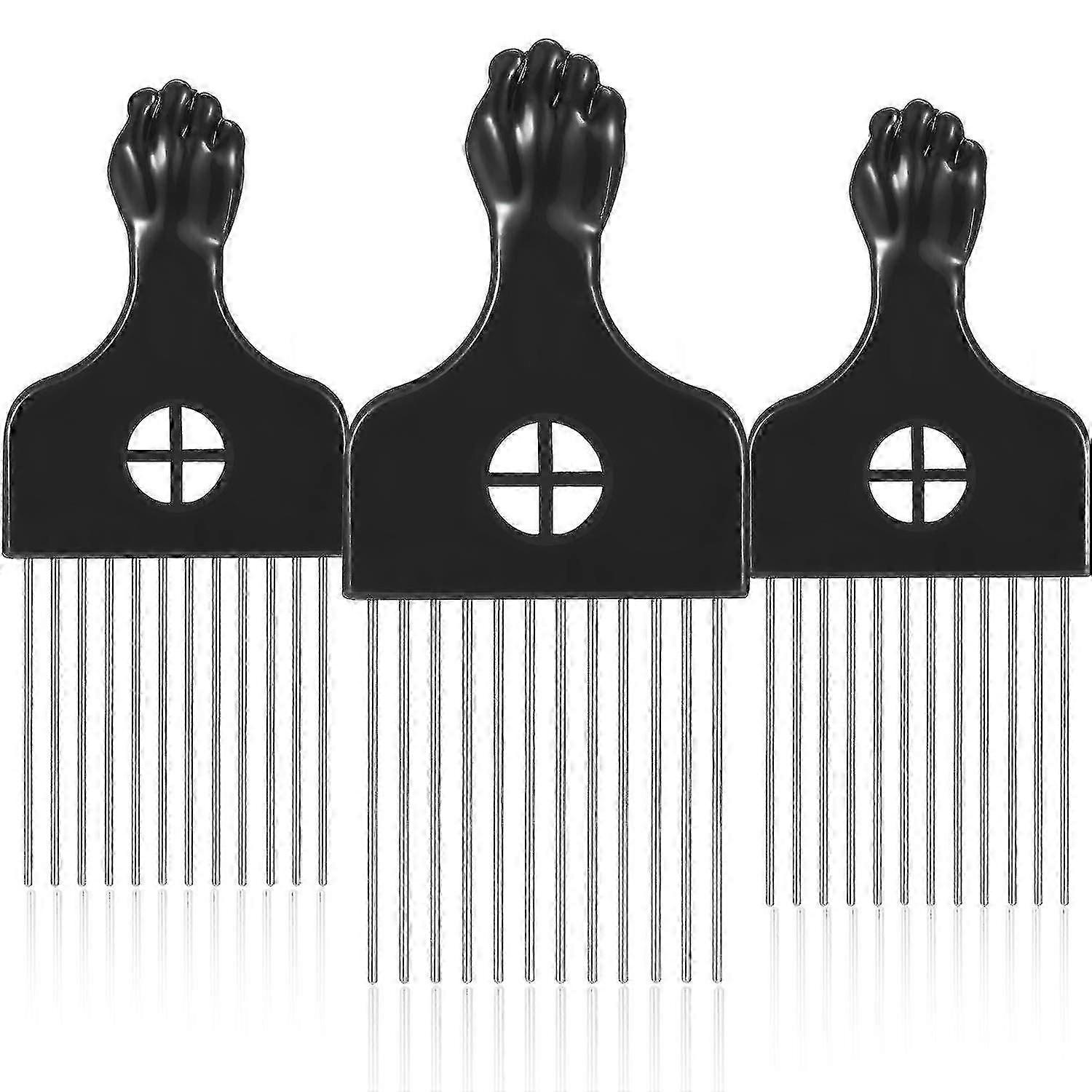 3 pacotes Afro Pente Metal Pick