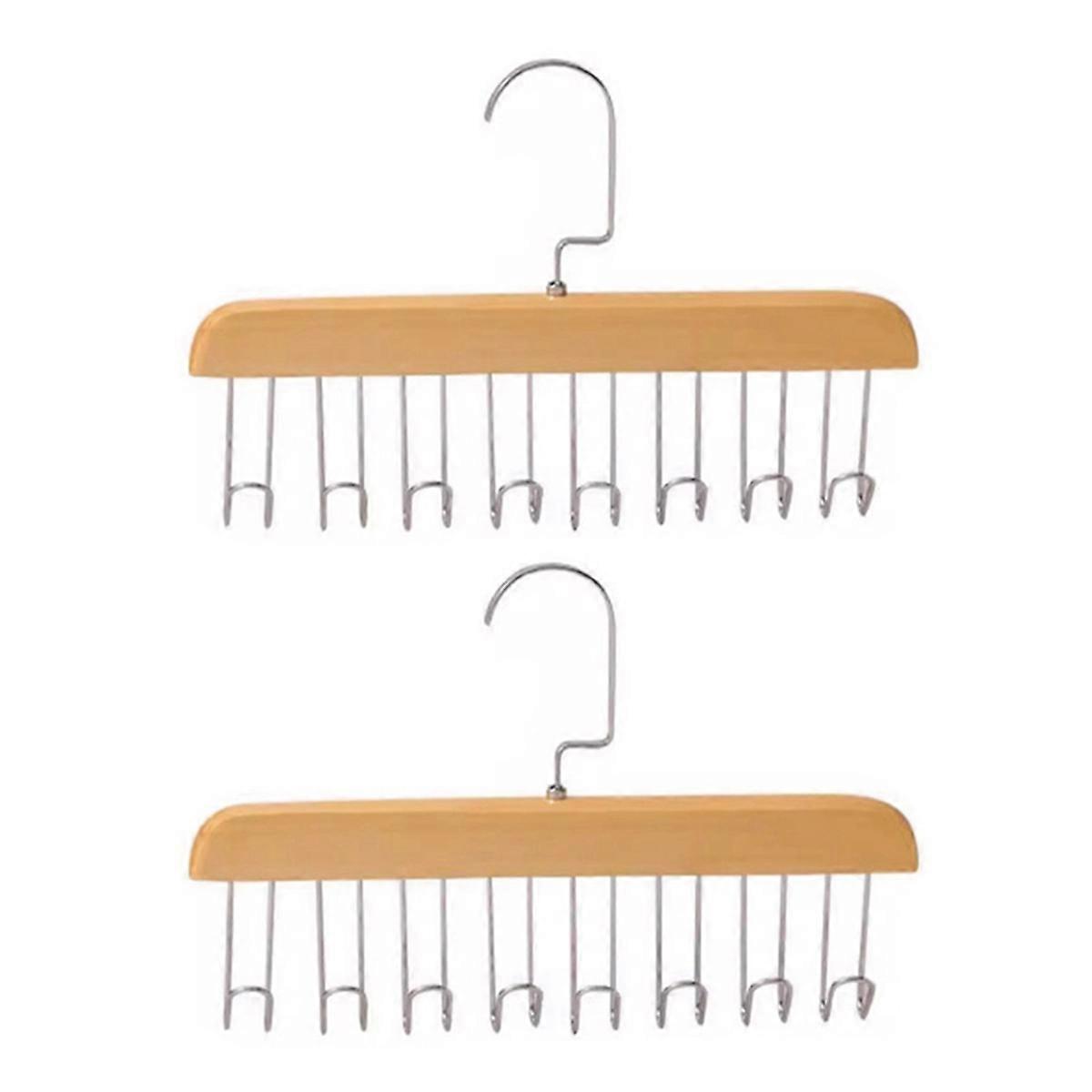 Multi-Hook Wooden Scarf Hanger Wood Color