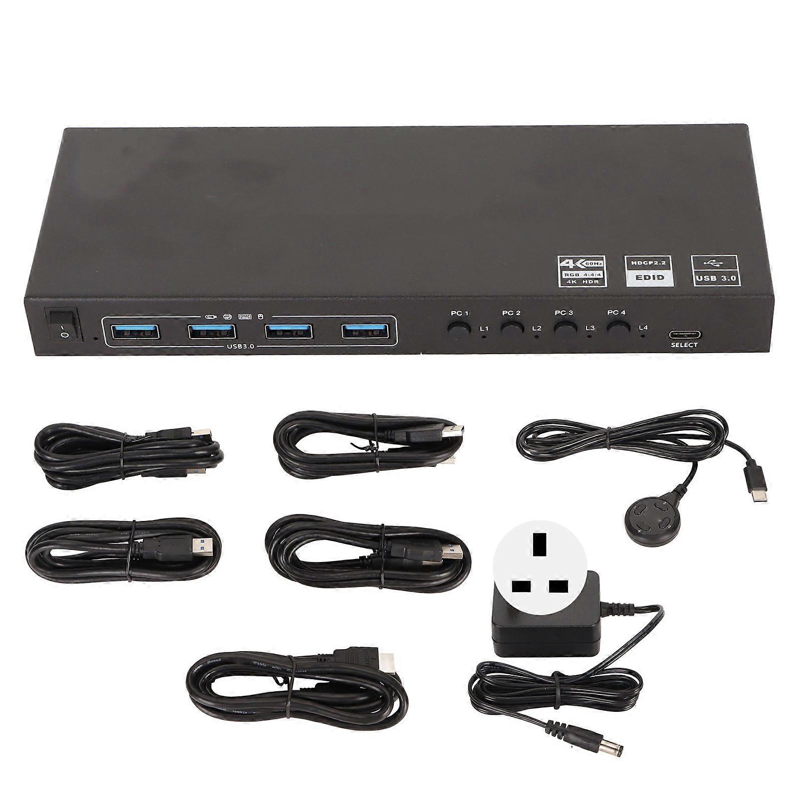 USB Switch 8 Ports 4 USB3.0 18Gbps 4K 60Hz 2K 120Hz HDCP 2.2 HD KVM Switcher for Keyboard Mouse Computer