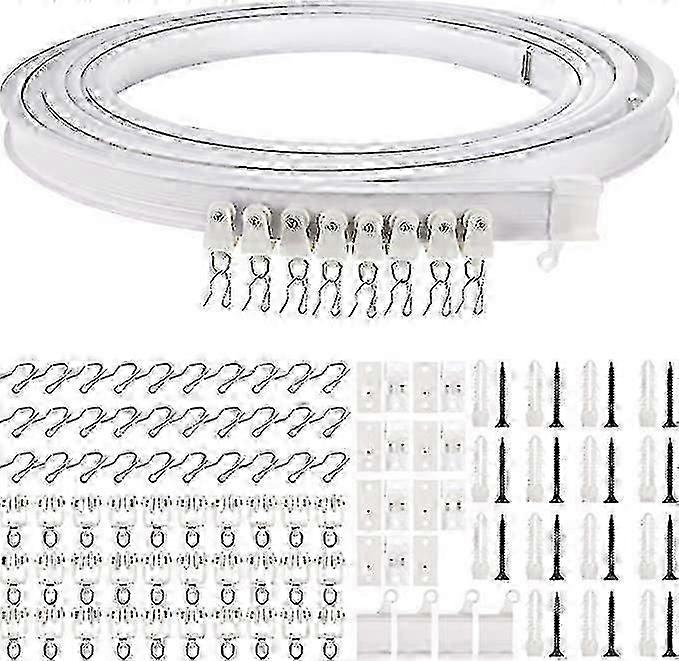 9.8 Ft Bendable Curtain Track Ceiling Mounted Straight Curved Ceiling Track Set Top Side Mounting Ceiling For Installation -ZHENV