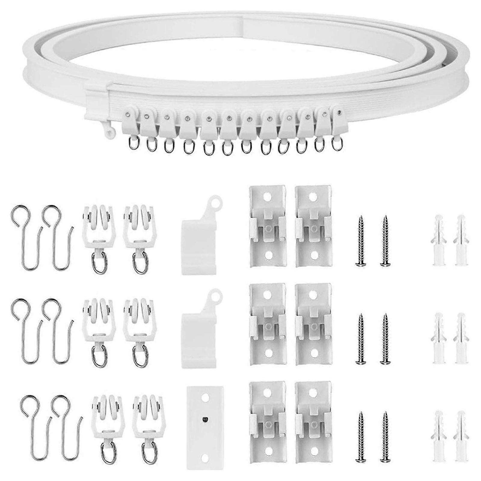 Multipurpose Ceiling Mount Curtain Rails Kits 5 Meter Bendable Track with Rollers and Ceiling Brackets Accessories Set