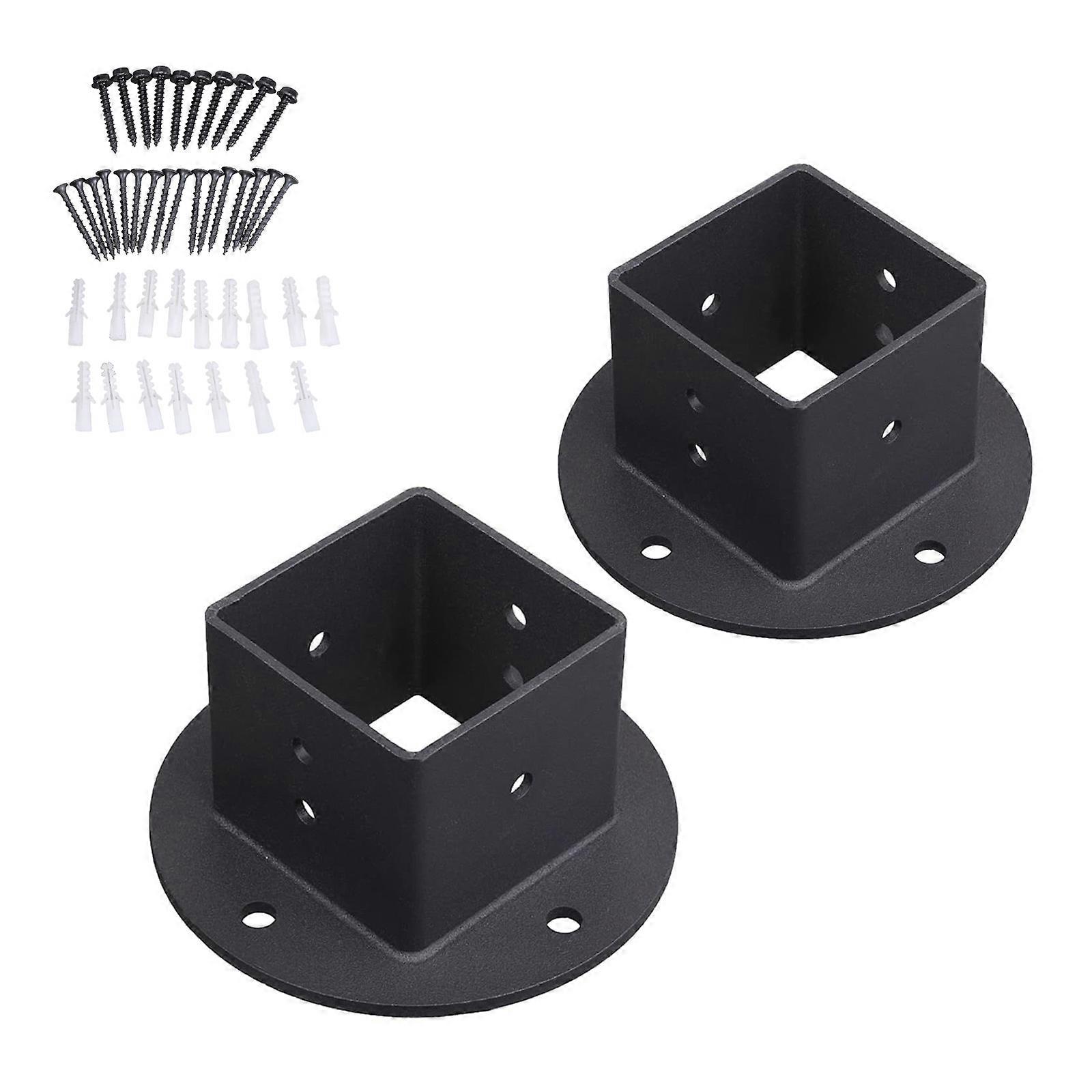 6Pieces Sturdy Metal Post Base Anchors with Powder Coating for Fence Railing Privacy Panel Gazebos and Pergolas Support