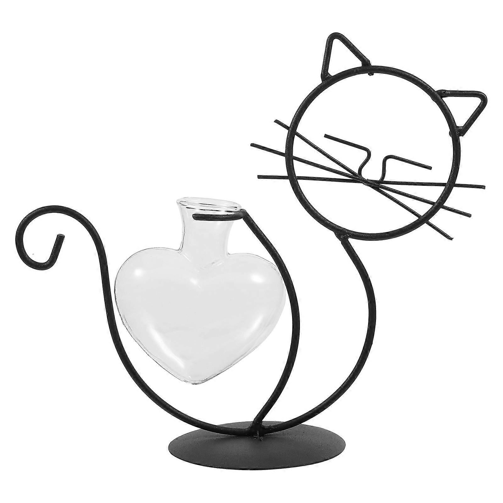 Artistic Glass Vase Featuring Cat Theme, Ideal Plant Pot Solution