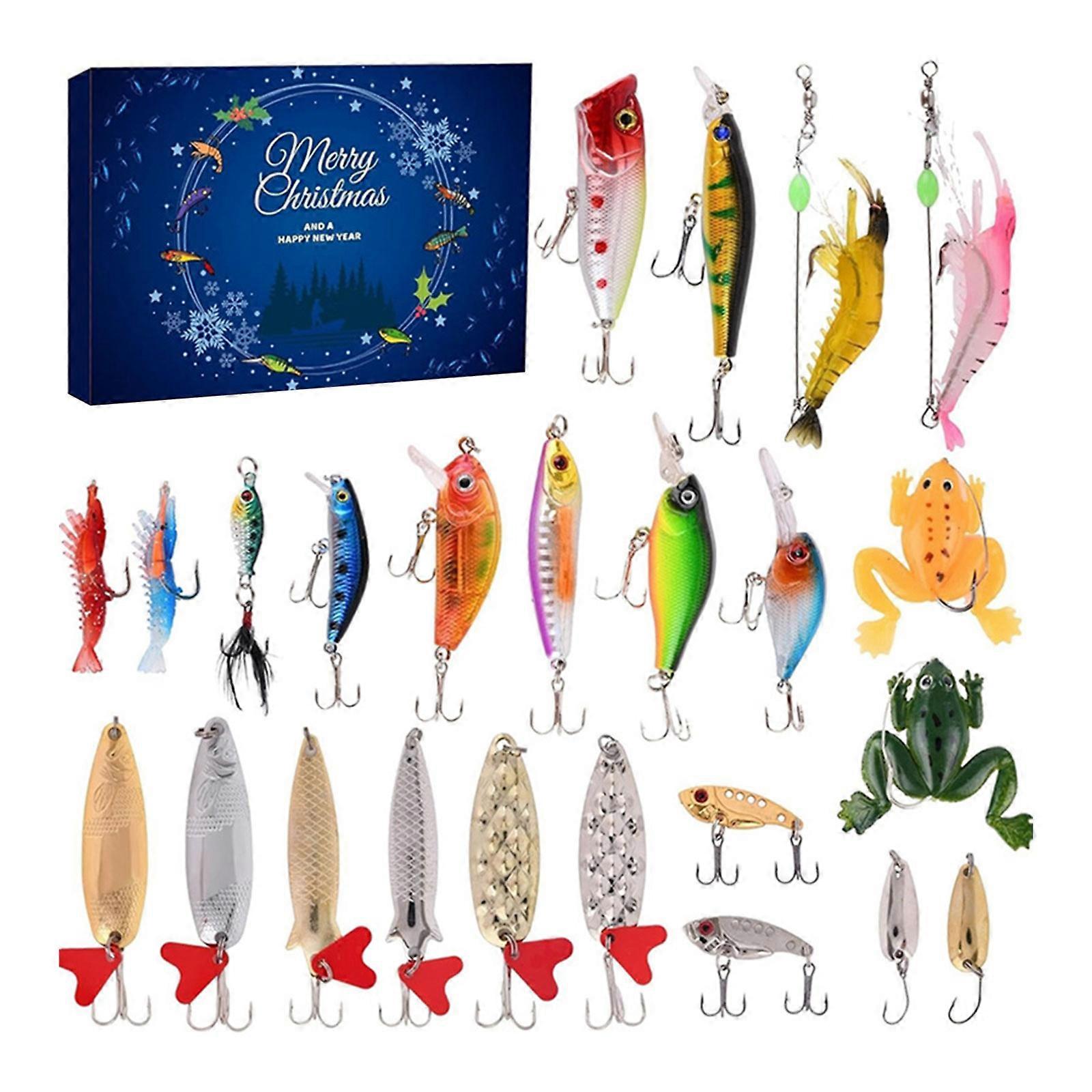 Advent Calendar 2024 New Year Fishing Lures Collection Blind Box 24 Days Gift Countdown Calendar with Fishing Tackle