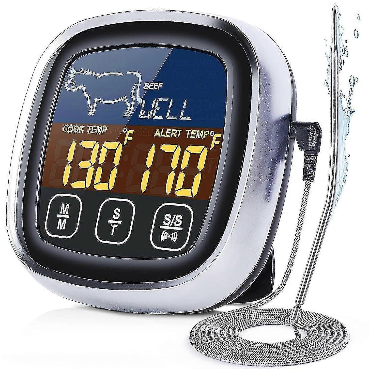 Digital Meat Thermometerfood Thermometer - Black With Silver Plated,digital Meat Thermometer