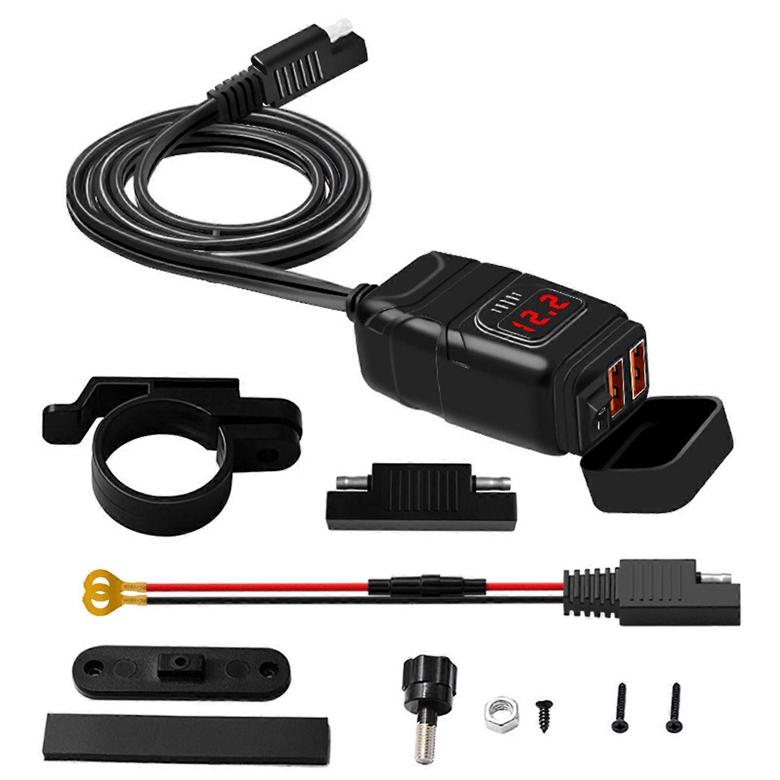 3.4A Super Charger Quick Charge with Mechanical Switch QC3.0 Auto Dual USB Digital Charger Voltage Display Car Adapter