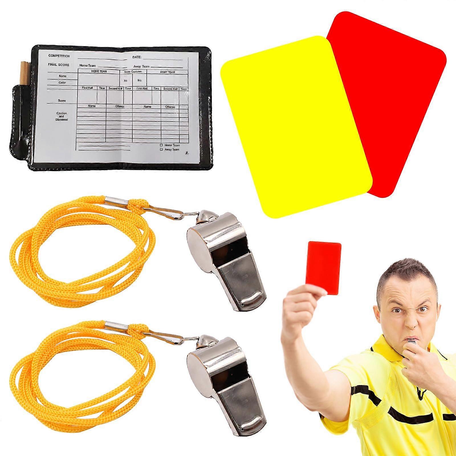 Referee Set, Metal Whistle with Red Yellow Card, for Football Game