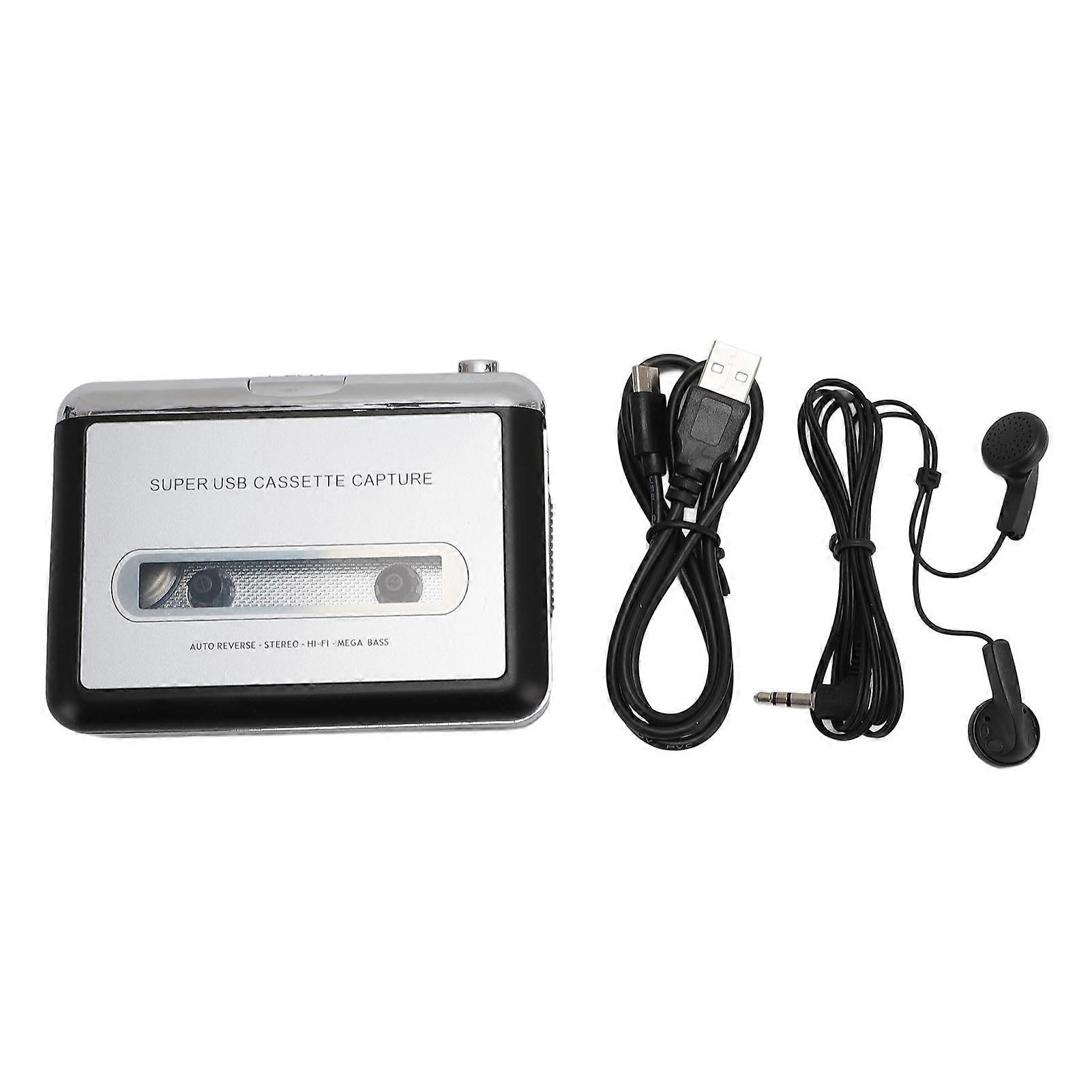 USB Cassette to MP3 Converter Tape to Digital Sound USB 2.0 Portable Cassette Player Recorder Converter with Headphones for PC