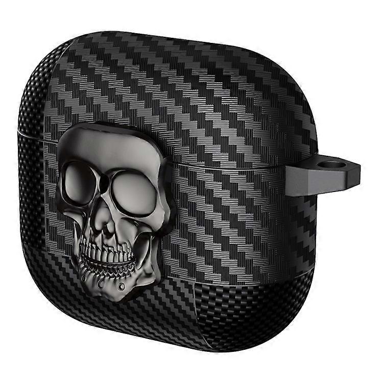 Compatible For AirPods 4 Protective Case Skull Design Snap Switch TPU + Metal Earphone Cover with Carabiner