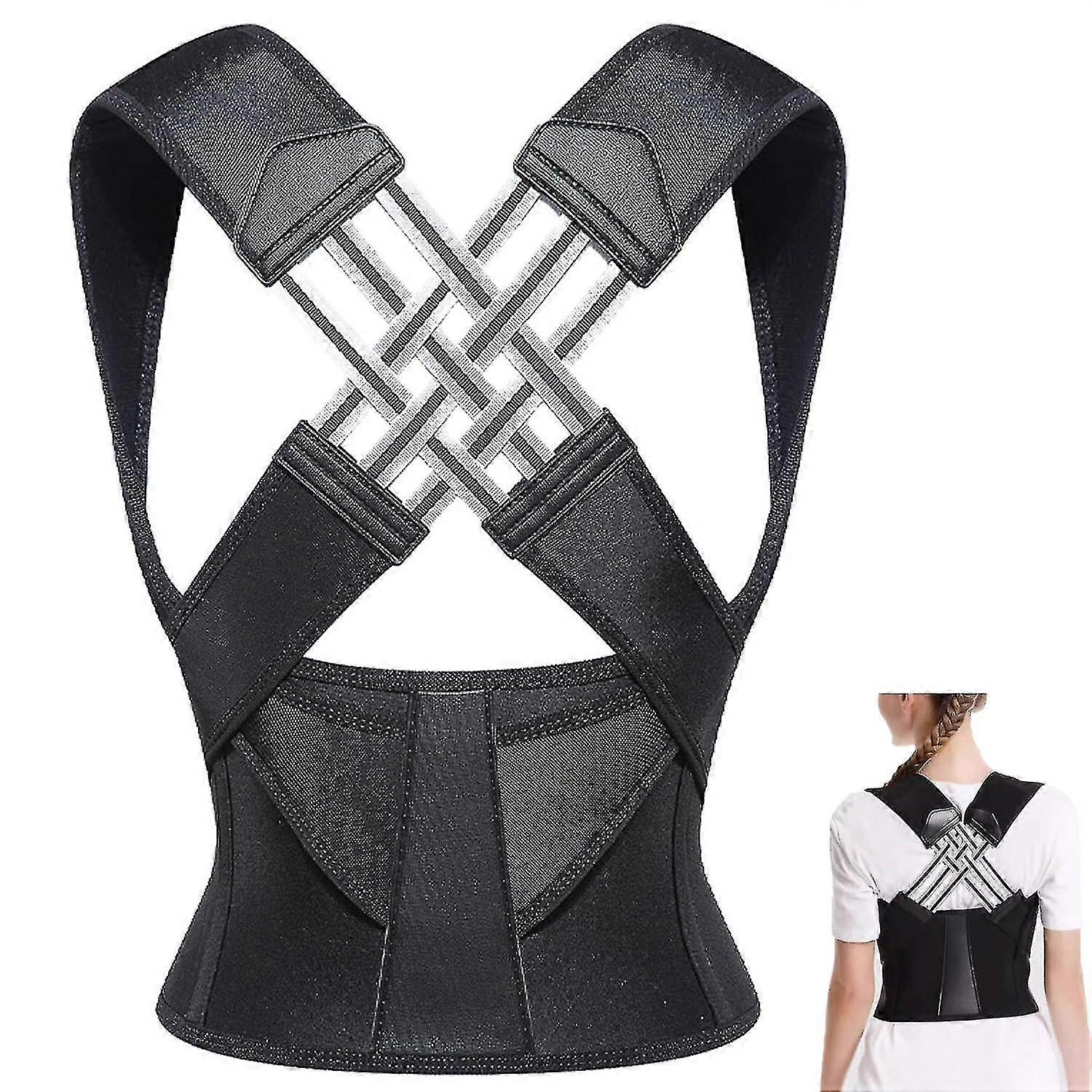 Adjustable Posture Corrector for Upper/Mid Back Support, Unisex Back Brace for Spine Alignment, Large Size