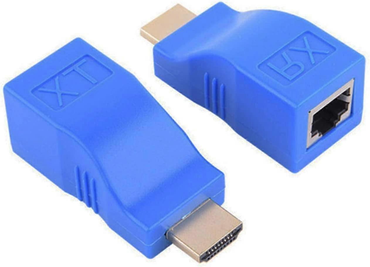 HDMI Extender 1080P with RJ45 LAN Network Ports for HD Display Up to 30m Over Ethernet Using CAT5e/6 UTP Cable, Includes 1 Pair