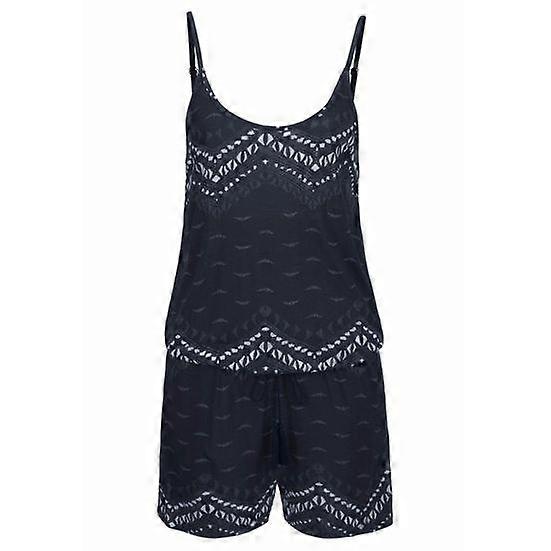 Plus Size Trendy Comfortable Summer Casual Shiny Wave Beach Drawstring Printed Strappy Jumpsuit Women Shorts Romper
