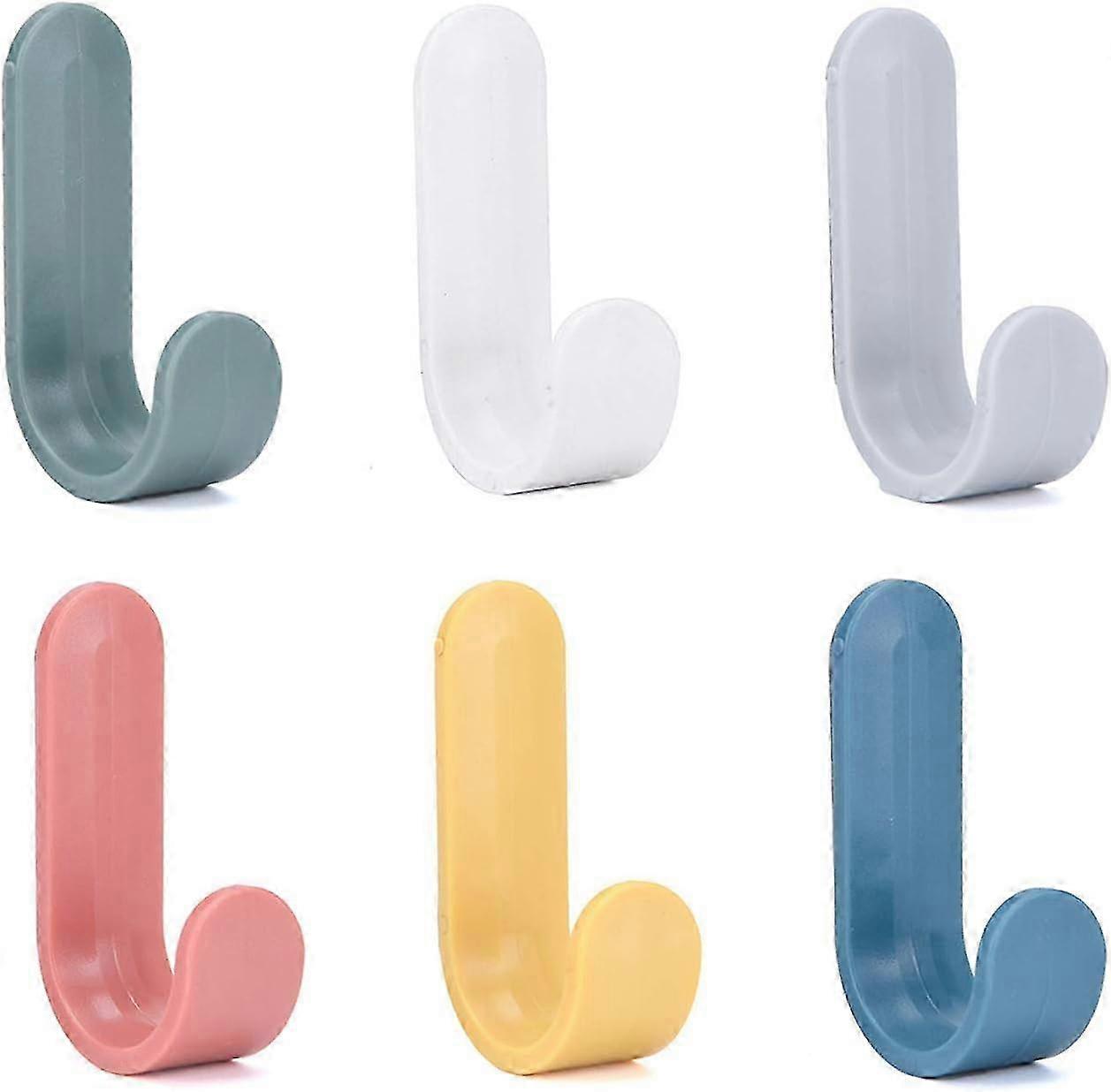 6 Self-Adhesive ABS Hooks for Coats & Towels, Door Mounted