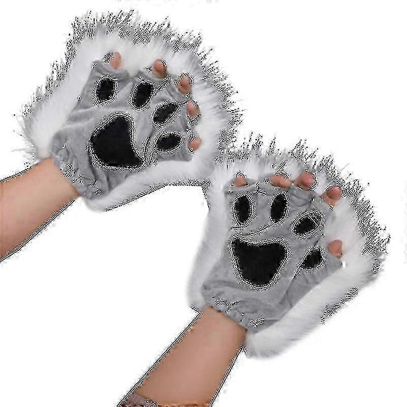 1 par de guantes de pata peluda para cosplay