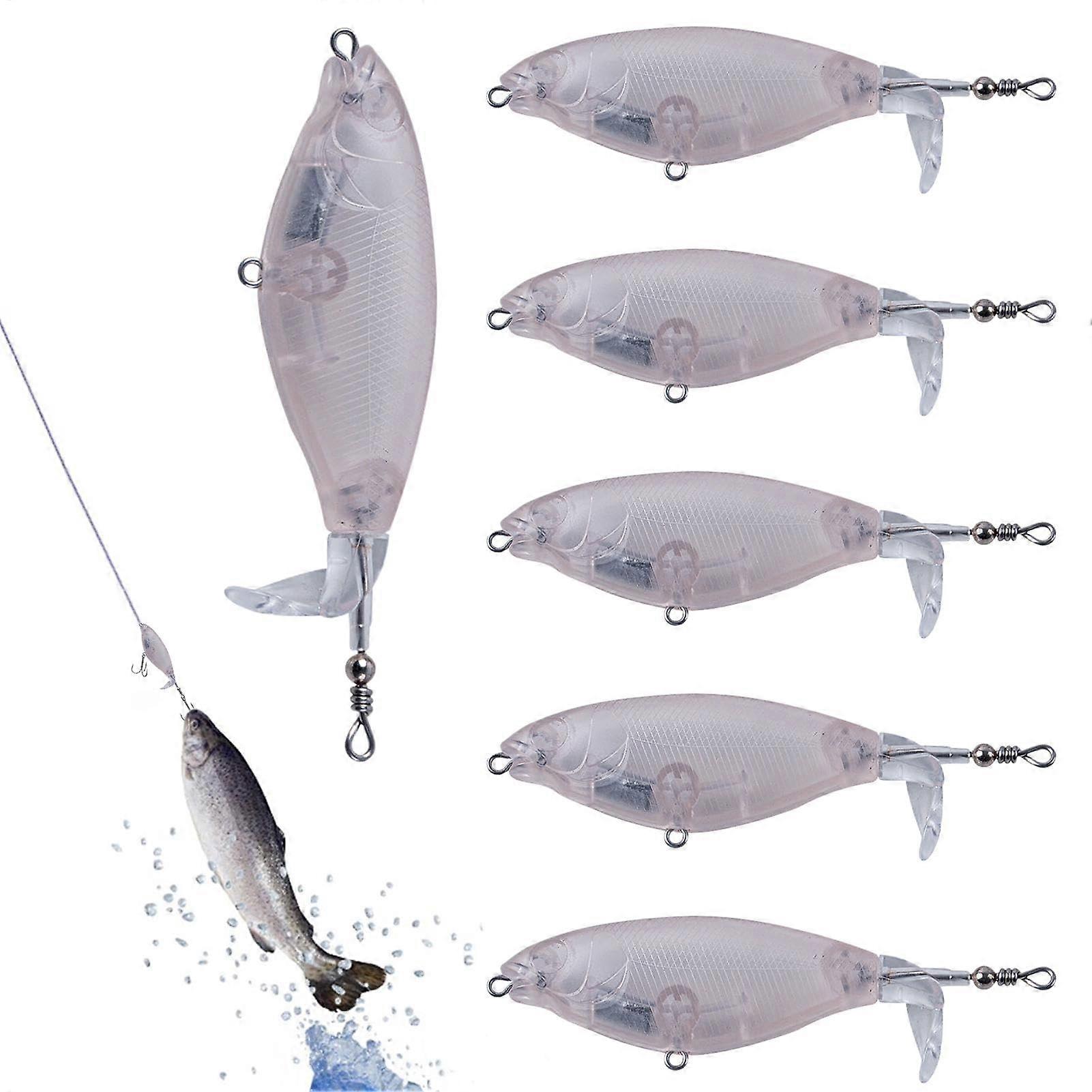 Empty Bait Unpainted Lockblanks 6-Piece Multi-Joint Swivel Tail Crank Bait With Eyes For Freshwater And Saltwater