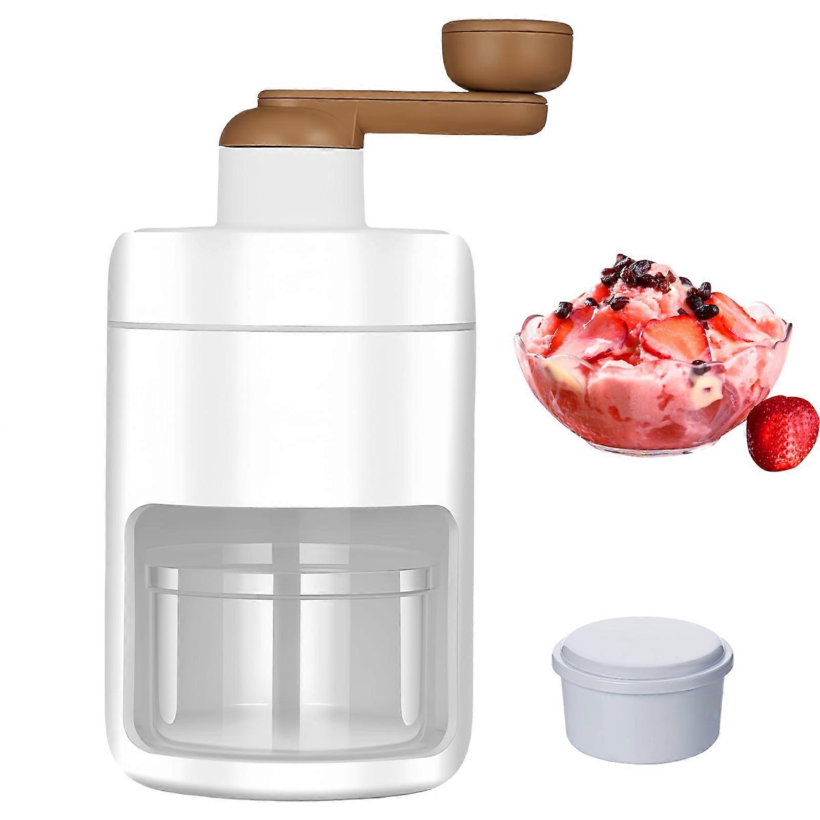 Manual Ice Shaver with Ice Cube Trays, Ice Crusher Slushy Maker (White)