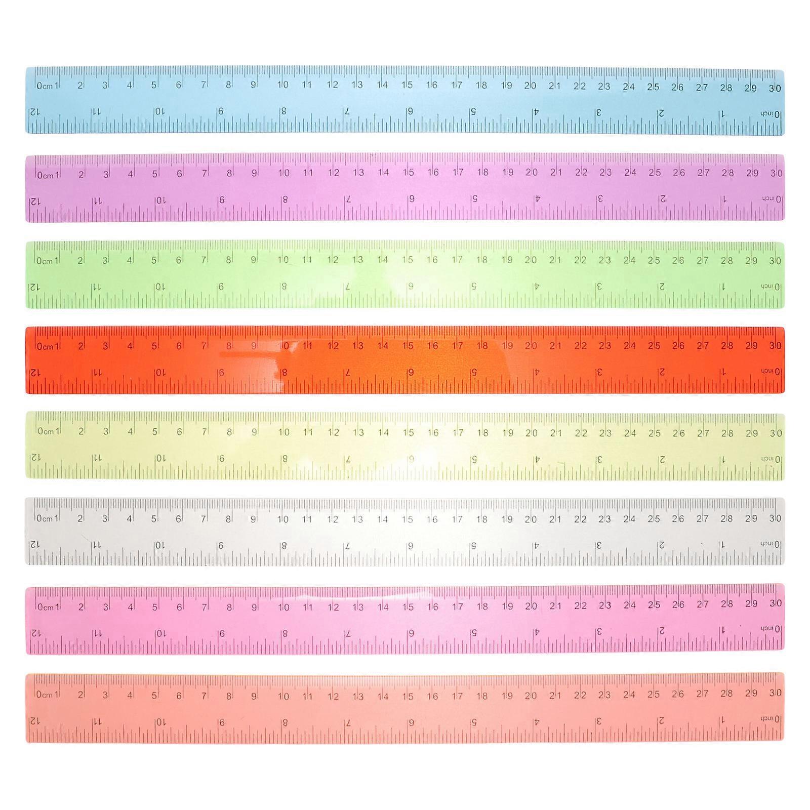 Drawing Ruler Plastic Ruler For Artists Home Use 30cm Angle Measurement 8Pcs