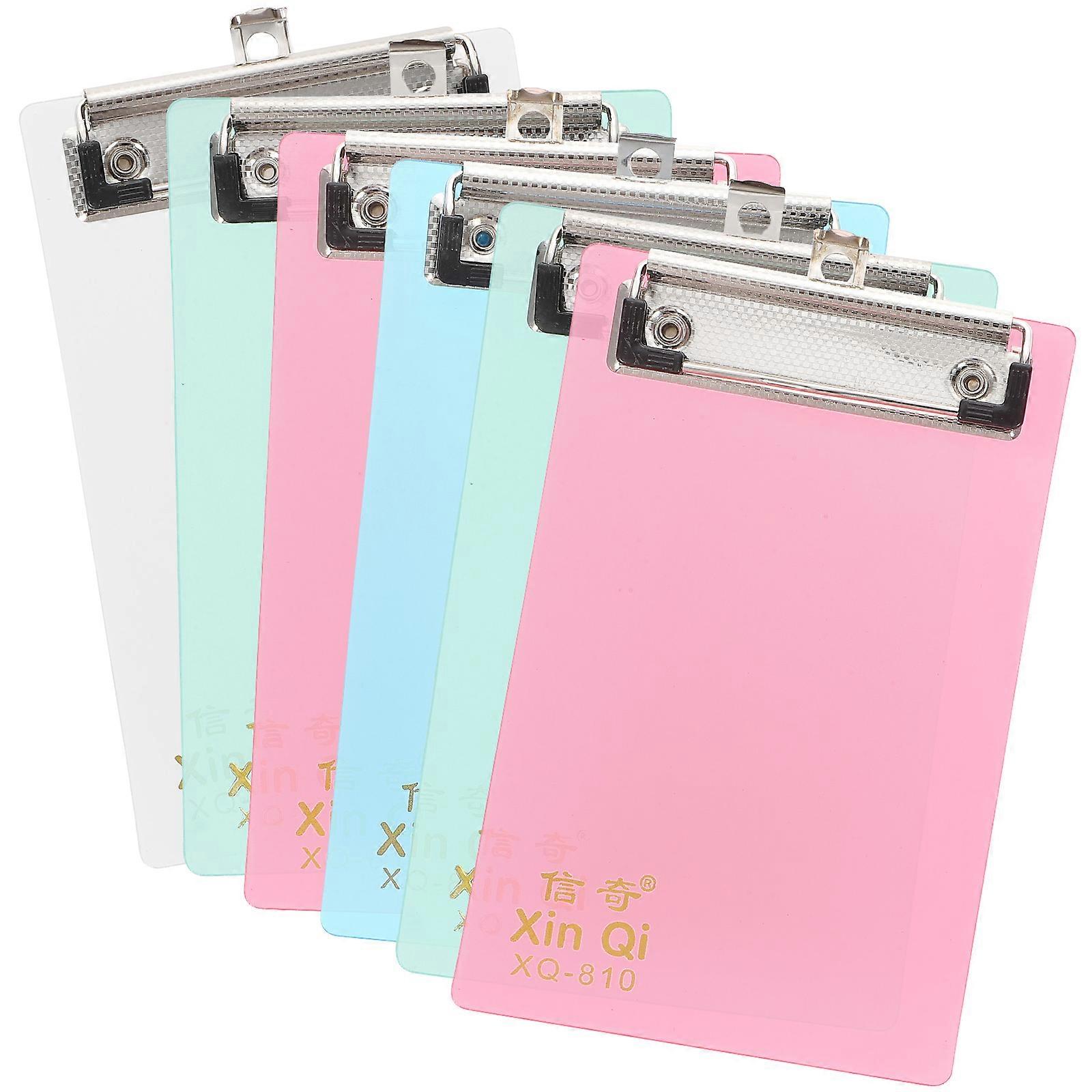 Office Plastic Clipboards Rectangular Writing Board For School Teachers 6Pack Colorful