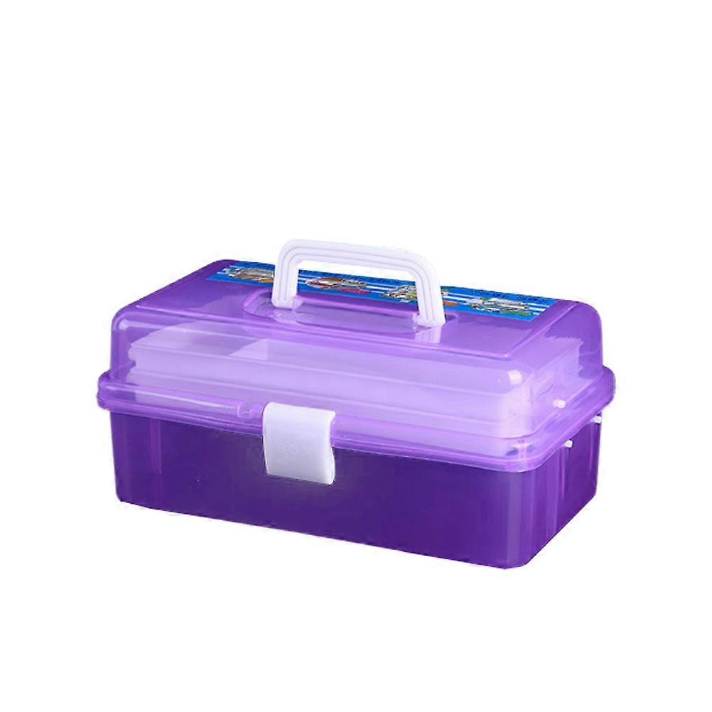 Storage Compartment Box Plastic Organizer Box Drawer Design For Accessory Purple 32 X 18 X 14cm 1Pc