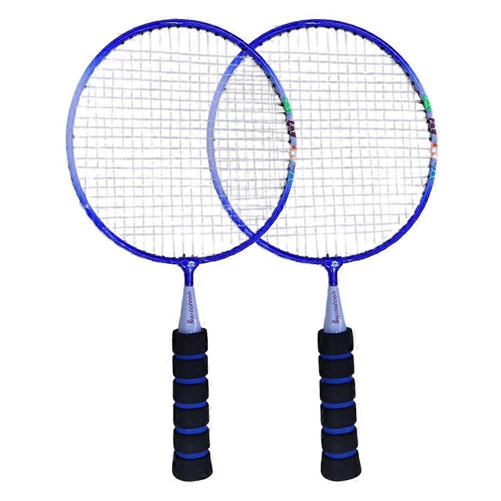 1 Pair Light Weight Battledore Portable Badminton Racket Durable Leisure Toys Funny Badminton for Outdoor (Blue)