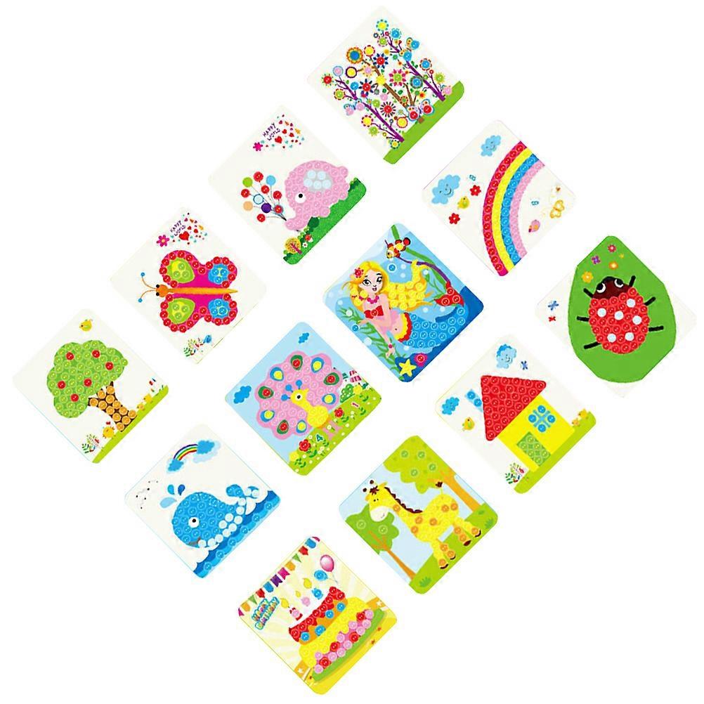 Kids Educational Toys Diy Button Painting Home Use Plastic Material 12Pcs