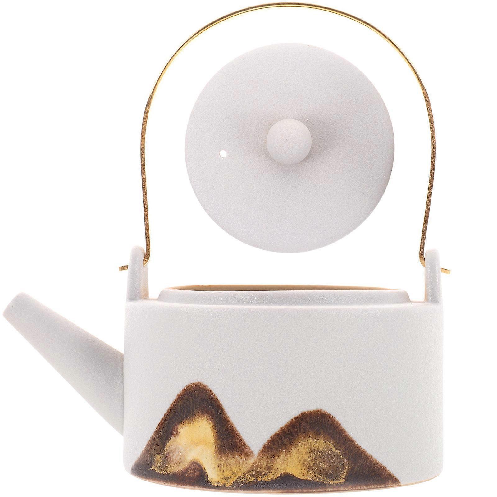 Modern Simplicity Large Capacity Ceramic Tea Kettle Stainless Steel Material Home Use Balcony Coffee Shop 1Pcs