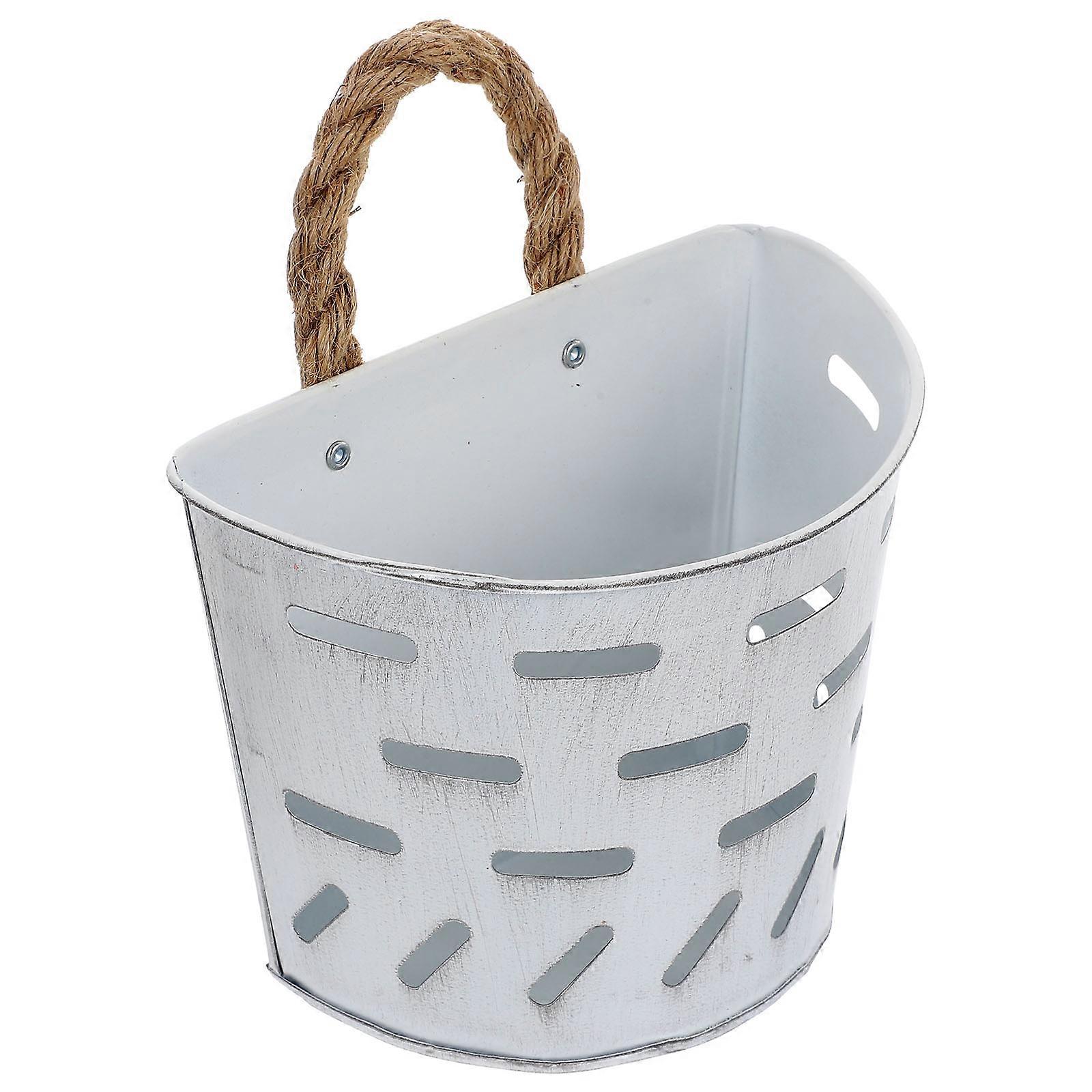 Iron Hanging Flower Basket Rustic Design Wall Planter Patio Decor 1Pack