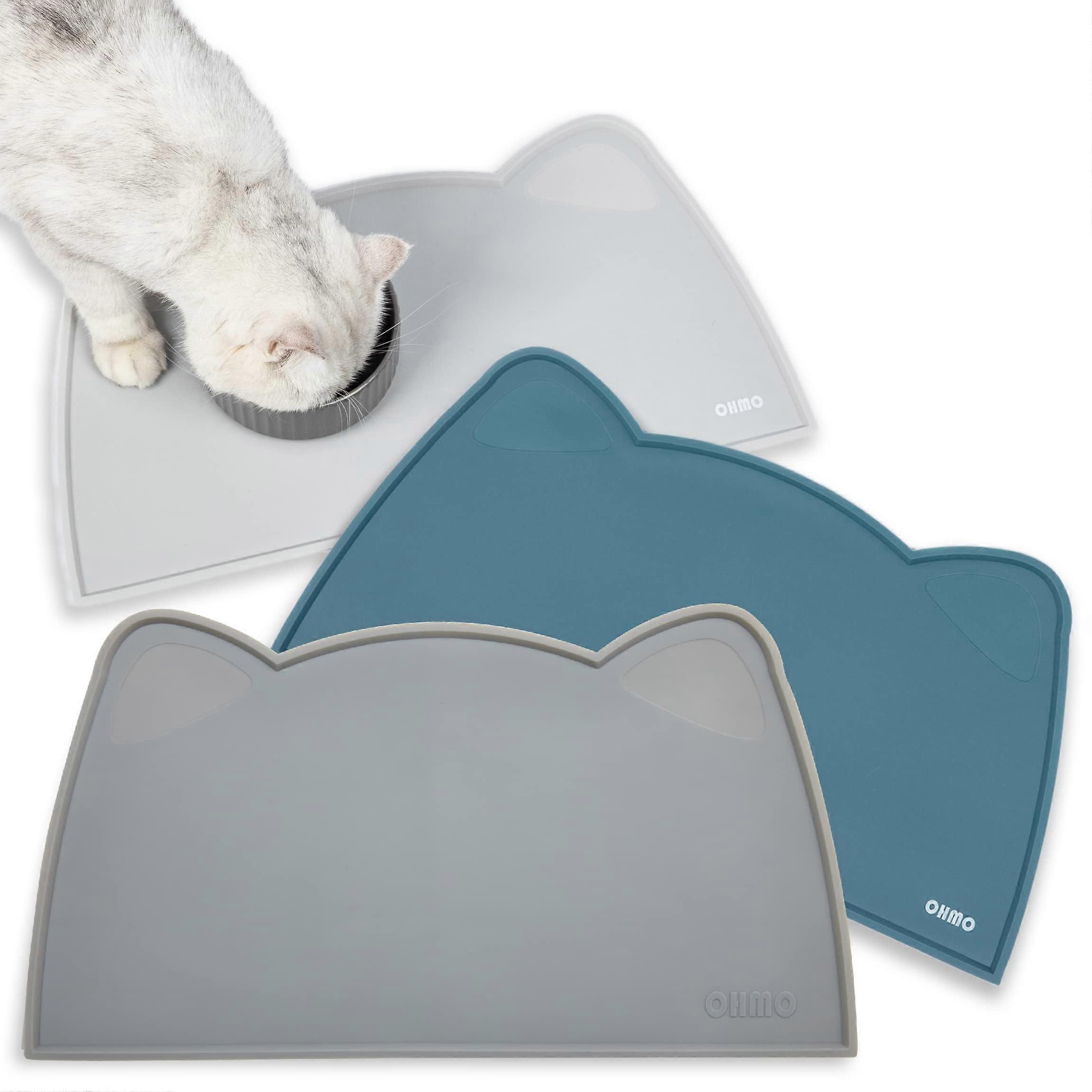 Kattefodermåtte, silikone vandtæt hundefodermåtte, skridsikker og spildfri mørkegrå