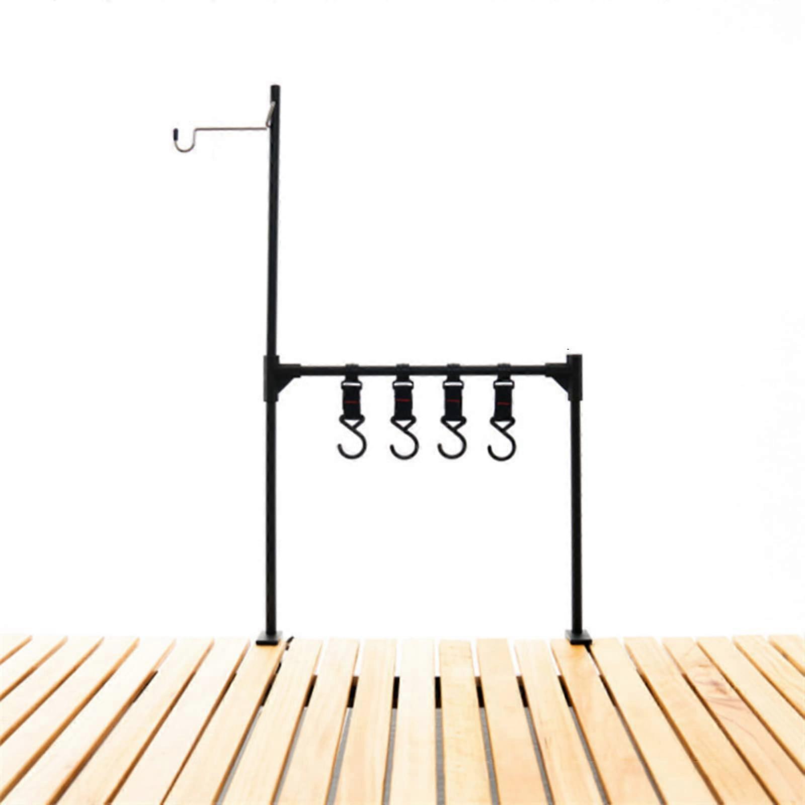 Camping Cookware Hanging Rack Multifunctional Cookware Stand with Hooks for Grilling and Outdoor Cooking