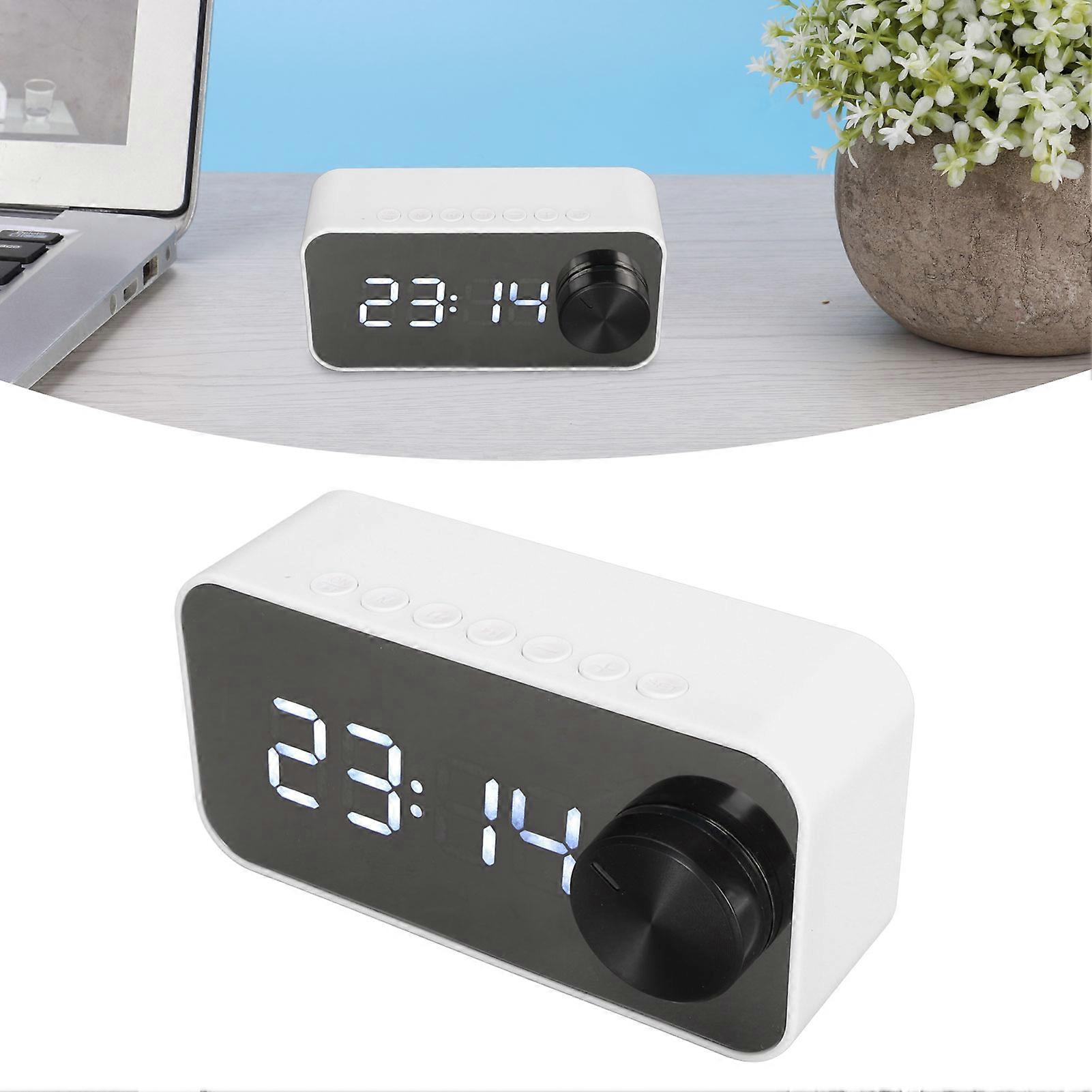 Wireless Bluetooth speaker, multi-functional noise reduction, mirror alarm clock, white.