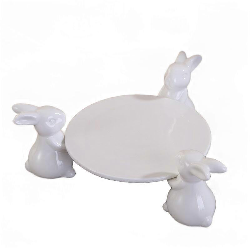 Ceramic Cake Stand Fruit Plate Cute Rabbit Afternoon Tea