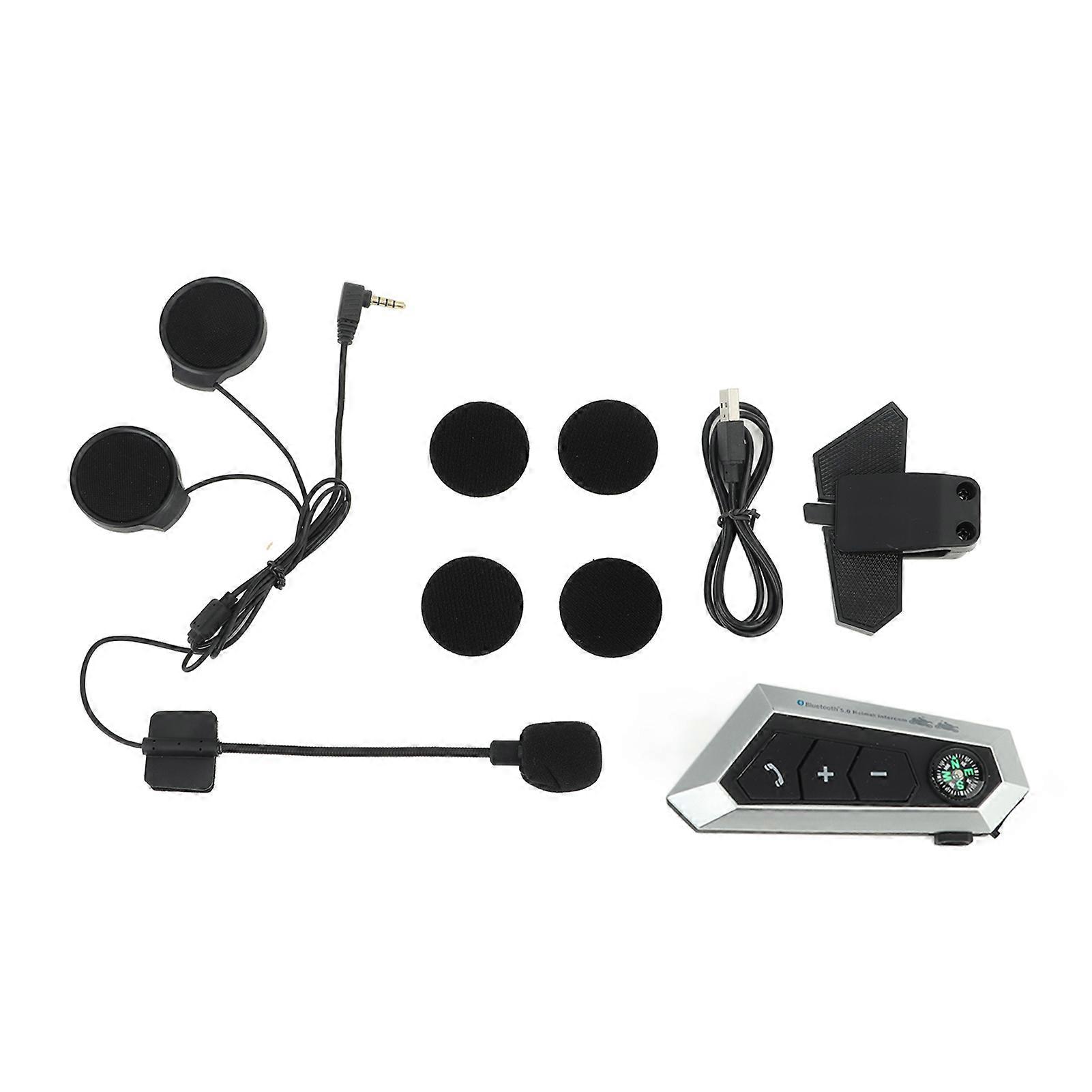 Oreillettes Bluetooth pour moto, étanches IPX6, rechargeables, réduction du bruit, interphone pour casque de moto
