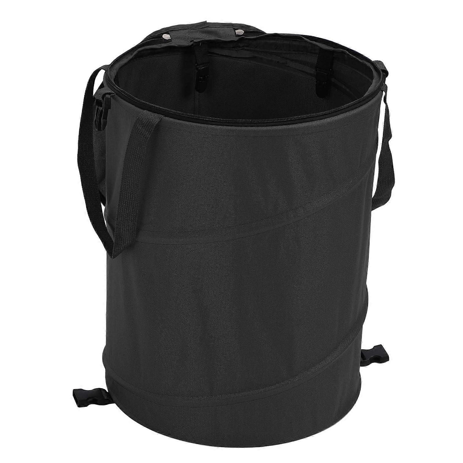 Camping trash can, Large capacity, Outdoor trash can, 24 gallons,, Reusable, Oxford fabric with zipper lid for picnic (BLACK) Black Ref: 6619