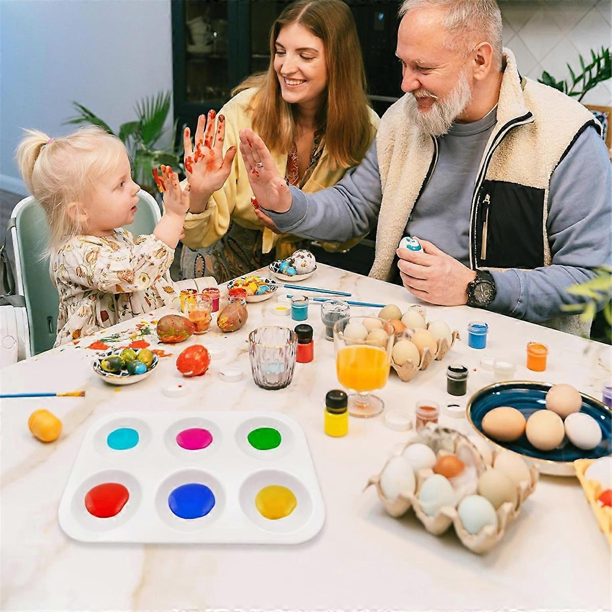 25 PCS Plastic Paint Palettes, 6 Rectangular White Tray Palettes